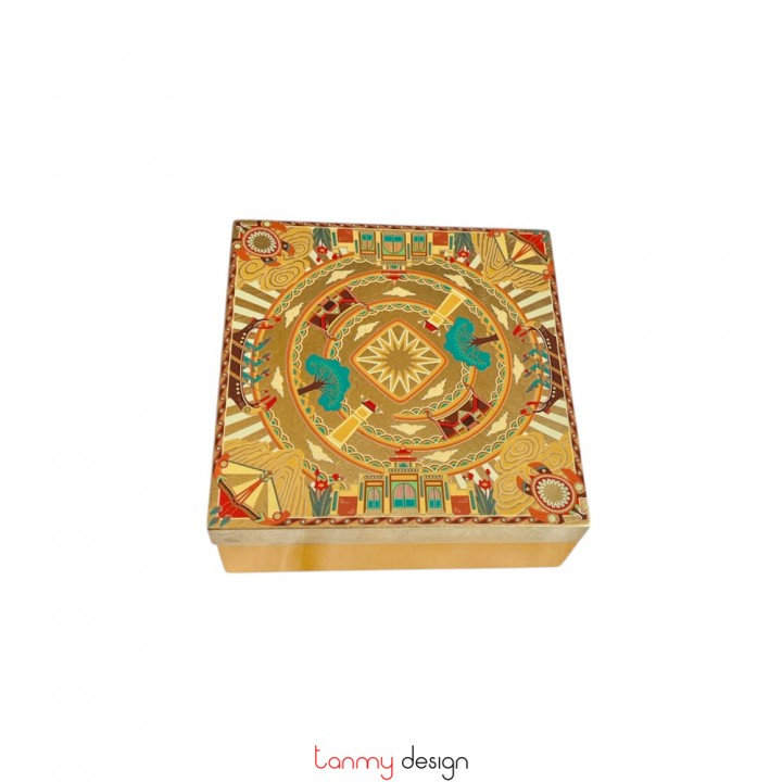 Co Loa ancient citadel square lacquer box 15x15x6 cm